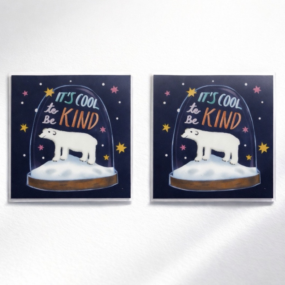 Sticker Lot of 2: "It's Cool to Be Kind" Polar Bear Stickers